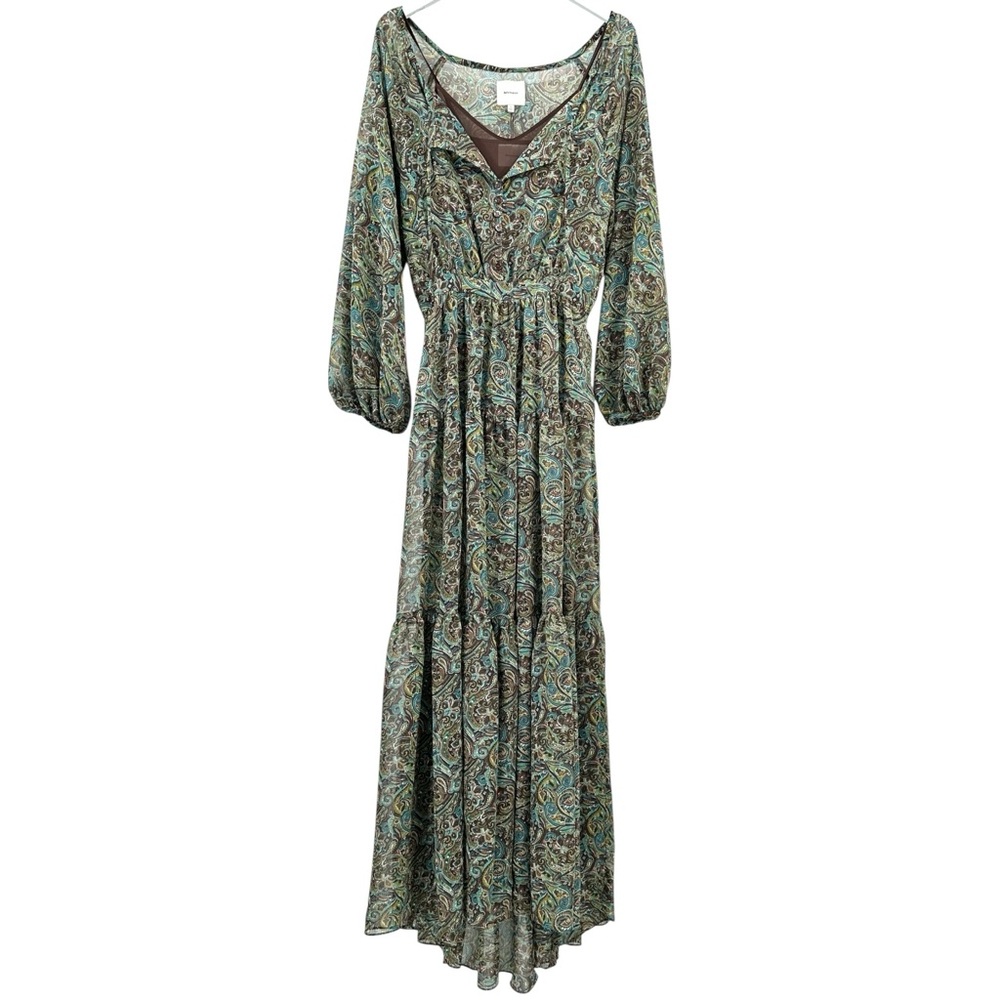 NWT Reformation Becca Dress - Brown Green Paisley Maxi Dress w/ Slip Liner sz S - Picture 3 of 16